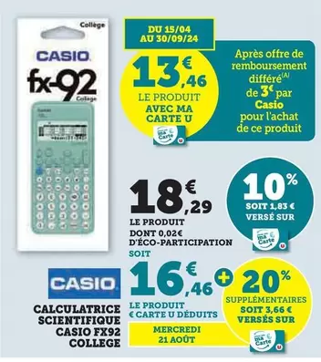 Casio - Calculatrice Scientifique FX92 College 