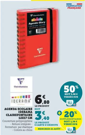 Clairefontaine - Agenda Scolaire Iderama 12X17 CM