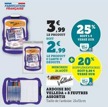 BIC - Ardoise Velleda + 8 Feutres Assortis 