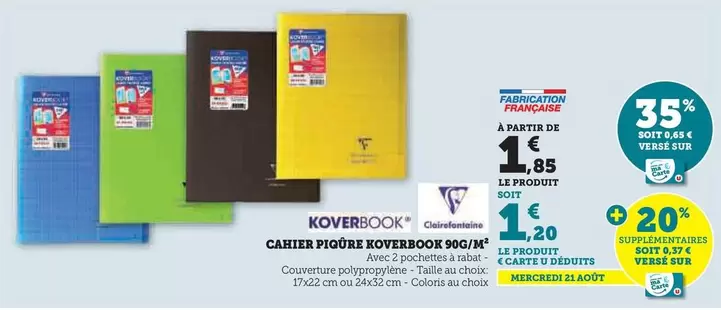 Koverbook - Cahier Piqure 90G/M²