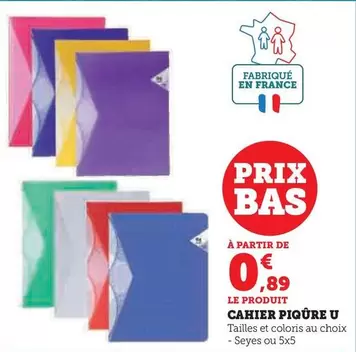 U - Cahier Piqure