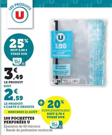 U - 100 Pochettes Perforées