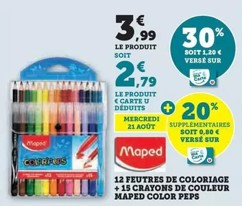 Maped Color Peps : 12 Feutres de Coloriage + 15 Crayons de Couleur - Set créatif idéal pour tous vos dessins !