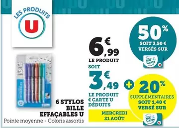 U - 6 Stylos Bille Effaçables