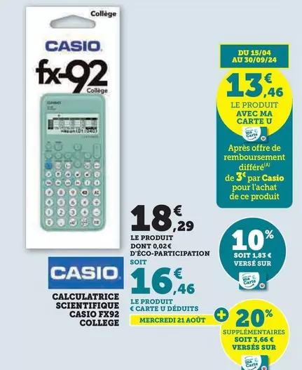 Casio - Calculatrice Scientifique FX92 College