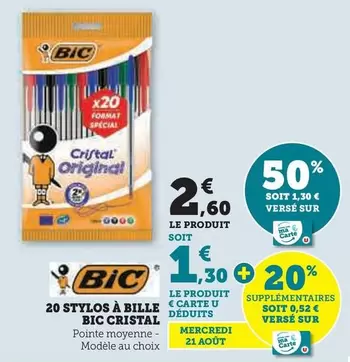 BIC - 20 Stylos À Bille Cristal