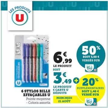 U - 6 Stylos Bille Effaçables