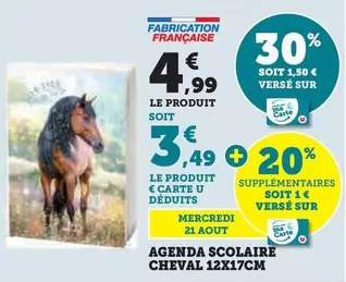 Agenda Scolaire Cheval 12x17cm