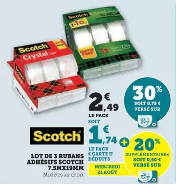 Scotch - Lot De 3 Rubans Adhésifs 7.5MX19MM