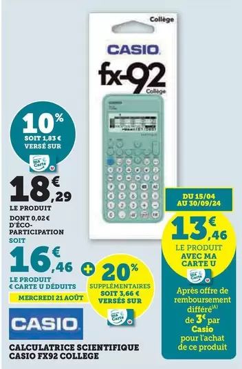 Casio - Calculatrice Scientifique  FX92 College 