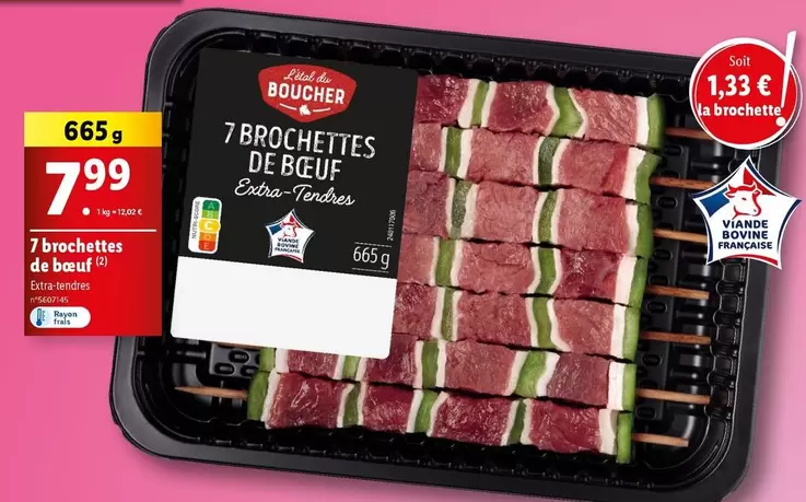 L'Étal Du Boucher - 7 Brochettes De Bœuf