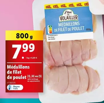 L'Étal Du Volailler - Médaillons De Filet De Poulet : Savourez la qualité et la tendreté du poulet avec notre offre spéciale !