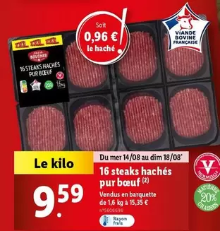 16 Steaks Hachés Pur Bœuf