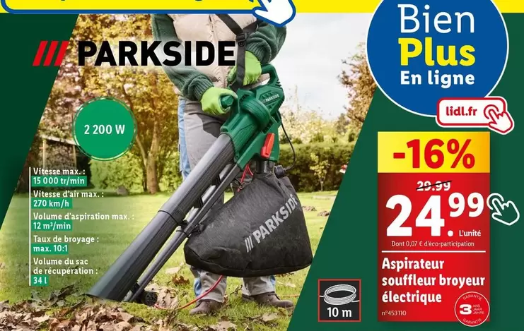 Parkside - Aspirateur Souffleur Broyeur Electrique