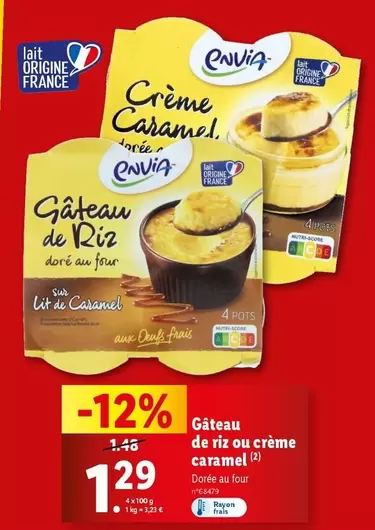 Envia - Gâteau De Riz Ou Crème Caramel