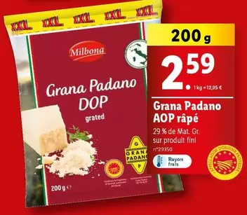 Milbona - Grana Padano AOP Râpé