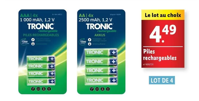 Tronic - Piles Rechargeables