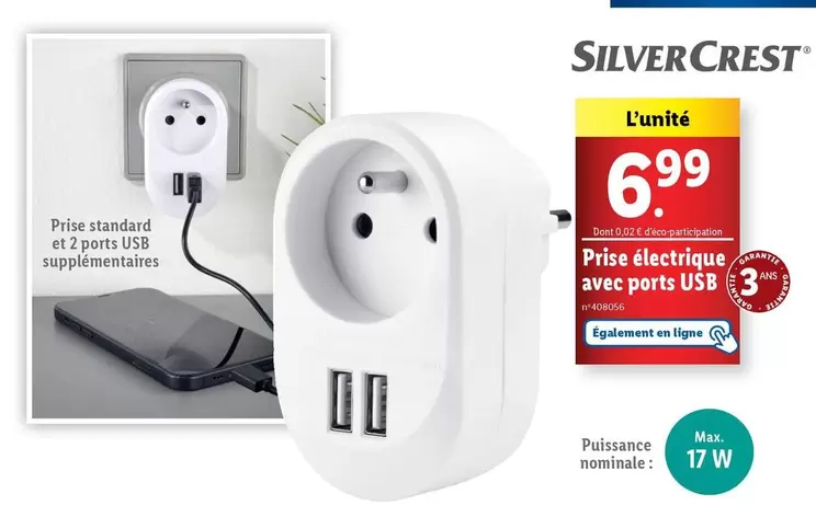 SilverCrest - Prise Électrique Avec Ports Usb