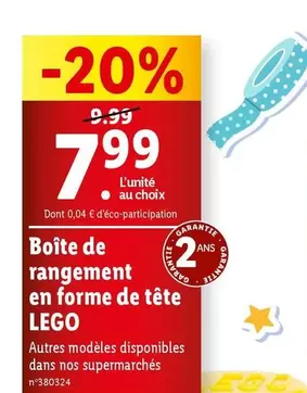 LEGO - Boîte De Rangement En Forme De Tête