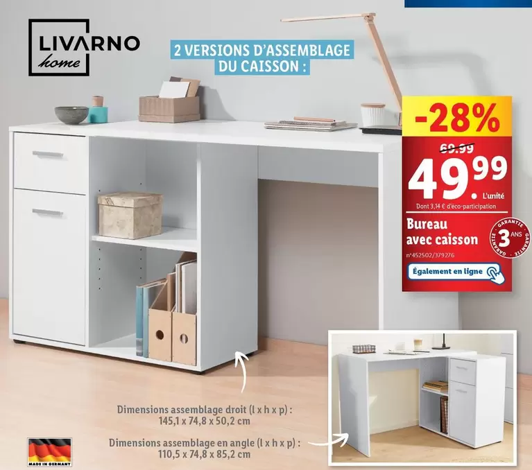 Livarno Home - Bureau Avec Caisson