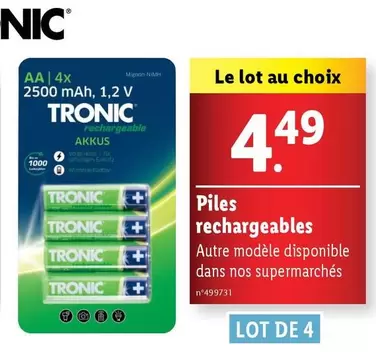 Tronic - Piles Rechargeables