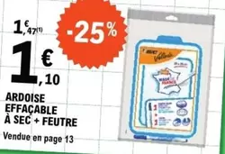 BIC - Ardoise Effaçable À Sec + Feutre offre à 1,1€ sur E.Leclerc