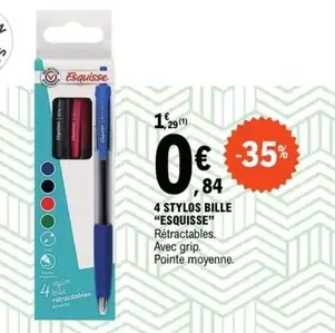 Esquisse - 4 Stylos Bille offre à 0,84€ sur E.Leclerc