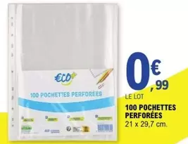 Eco - 100 Pochettes Perforées offre à 0,99€ sur E.Leclerc