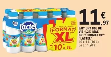 Lactel - Lait UHT Bol De Vie 1,2% Mat. Gr. XL - Profitez de la qualité et du format XL pour votre quotidien !