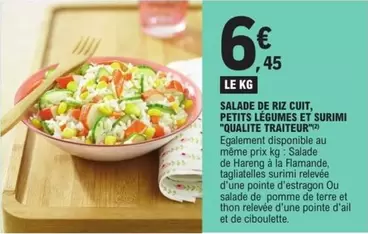 Salade de Riz Cuit aux Petits Légumes et Surimi - Qualité Traiteur