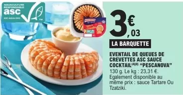 Pescanova - Eventail de Queues de Crevettes ASC avec Sauce Cocktail - Savourez la qualité et le goût des crevettes durables