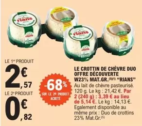 Rians - Duo Découverte de Crottin de Chèvre W23% MAT.GRA - Offre Promo