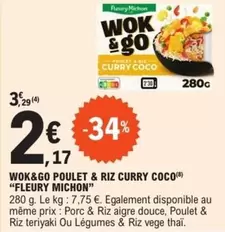 Fleury Michon - Wok&go Poulet & Riz Curry Coco