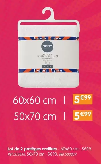 Simply - Lot De 2 Protèges Oreillers offre à 5,99€ sur B&M