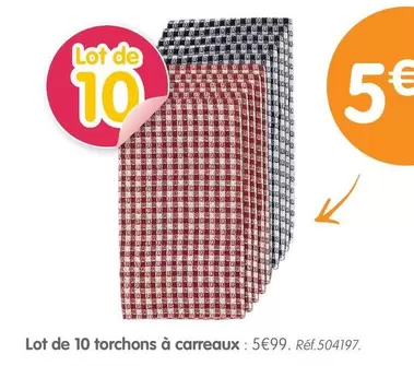 Lot De 10 Torchons À Carreux offre à 5€ sur B&M