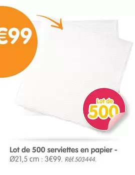 Lot De 500 Serviettes En Papier offre à 3,99€ sur B&M