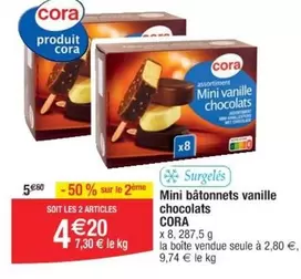 Cora - Mini Bâtonnets Vanille Chocolats