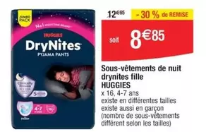 DryNites - Huggies : Sous-vêtements de nuit pour filles - Confort et protection pour des nuits sereines