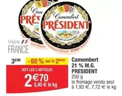 Président - Camembert 21 % M.g.