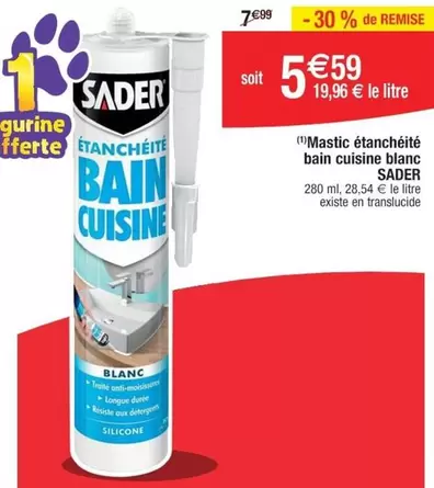 Sader - Mastic Etancheite Bain Cuisine Blanc