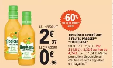 Tropicana - Jus Réveil Fruité : Un mélange revitalisant de 4 fruits pressés