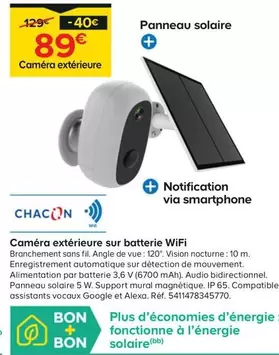 Chacon - Caméra Extérieure Sur Batterie WiFi