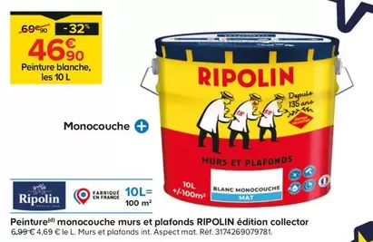 Ripolin - Peinture Monocouche Murs et Plafonds Édition Collector : Promo spéciale pour une finition parfaite