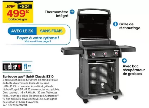 Weber - Barbecue Gaz Spirit Classic E310 