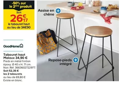 goodhome - tabouret haut maloux