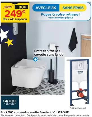 Grohe - Pack Wc Suspendu Cuvette Fuerte + Bâti