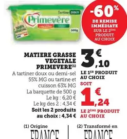 Primevère - Matiere Grasse Vegetale