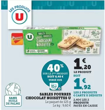 U - Sables Fourres Chocolat Noisettes