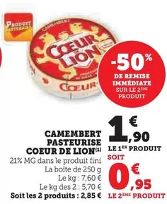 Coeur De Lion - Camembert Pasteurise