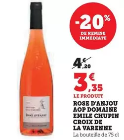 domaine emile chupin - rose d'anjou aop croix de la varenne : un vin frais et fruité, idéal pour vos apéritifs estivaux!